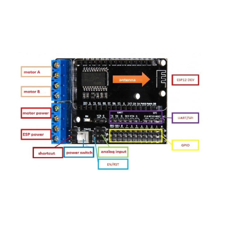 Shield Motor Puente H L293D NodeMcu Arduino-2