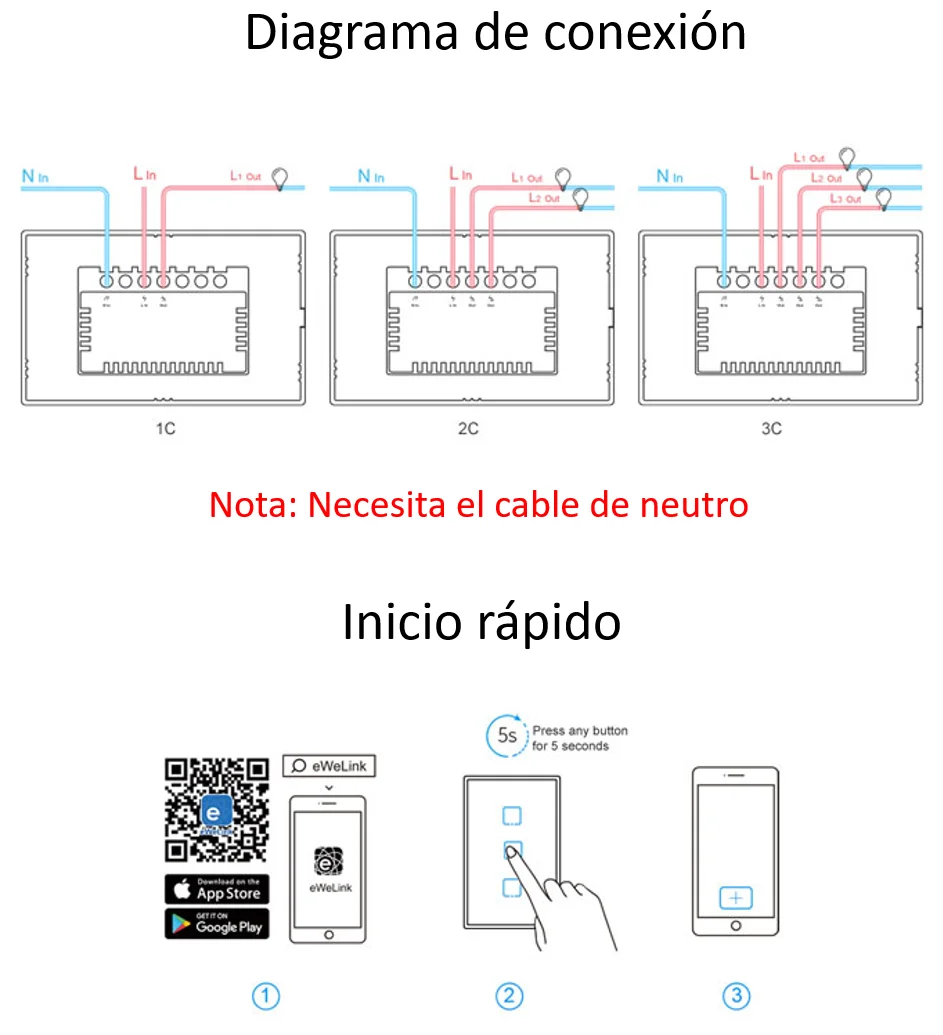 Interruptor Wifi de pared Sonoff RF de 1 canal - Negro-3
