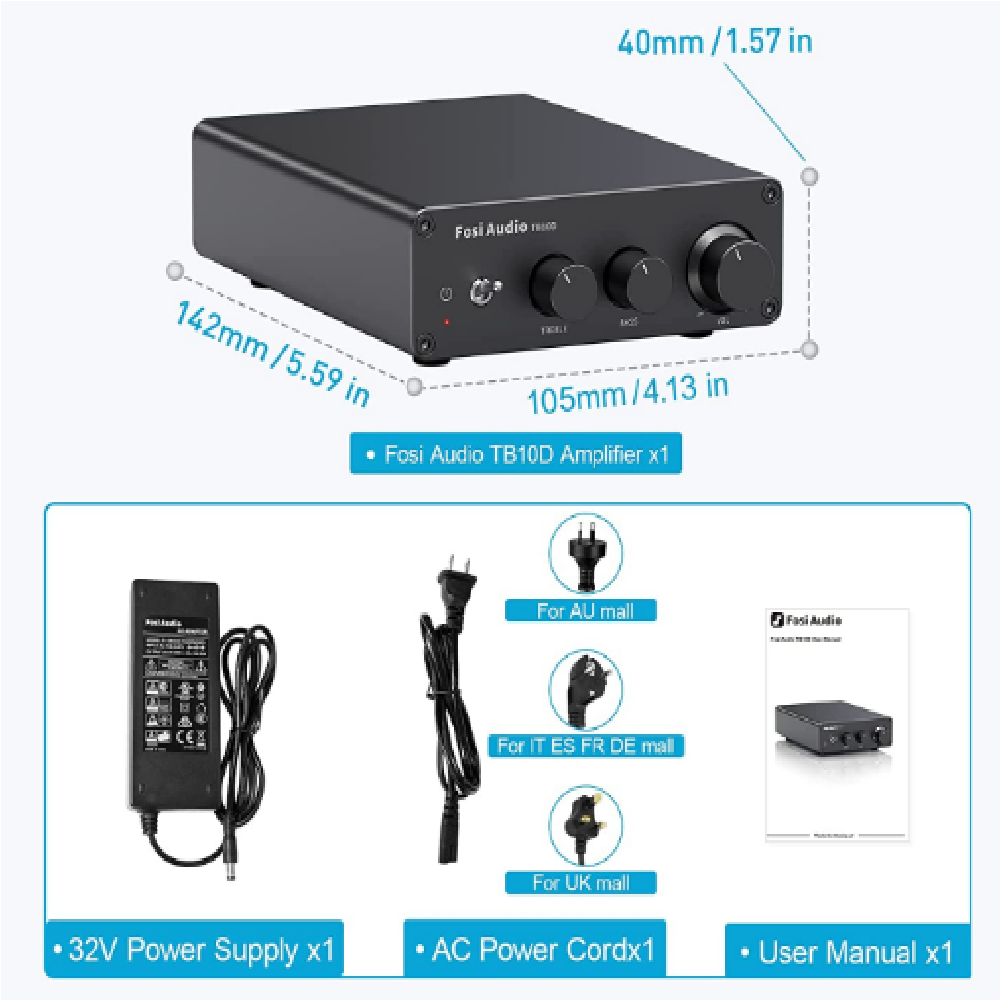 Amplificador Fosi Audio TB10D + Parlantes Edifier P12-2