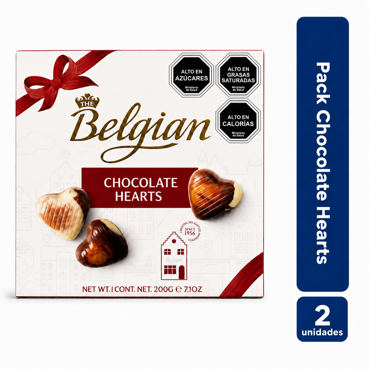 Pack 2 Chocolate Belgian Hearts 200g-1