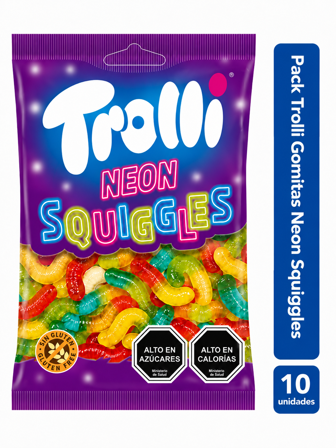 Pack 10 Gomitas Trolli Neon Squiggles 80g-1