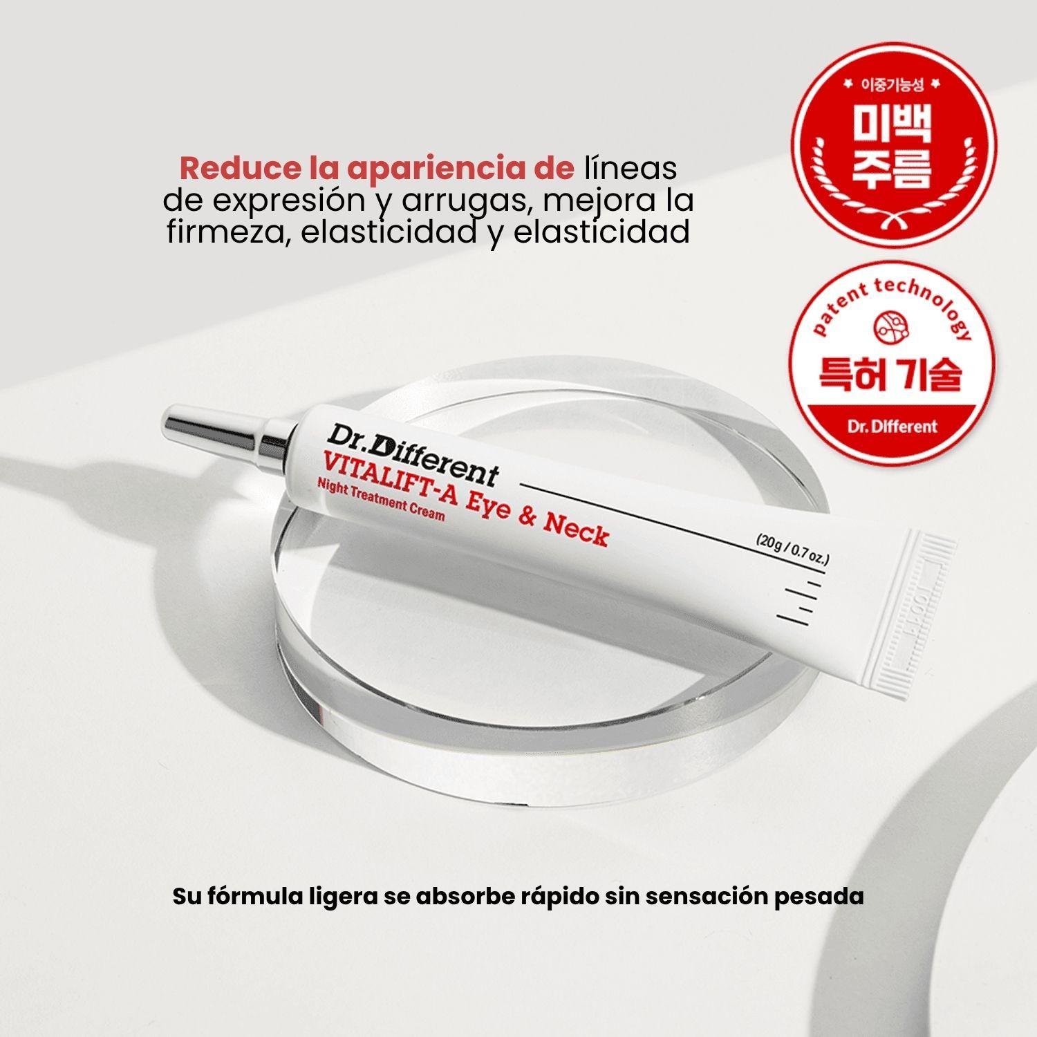 Crema Antiarrugas Retinal Coreana para cuello y contorno de ojos Dr Different Vitalift A 20g-3