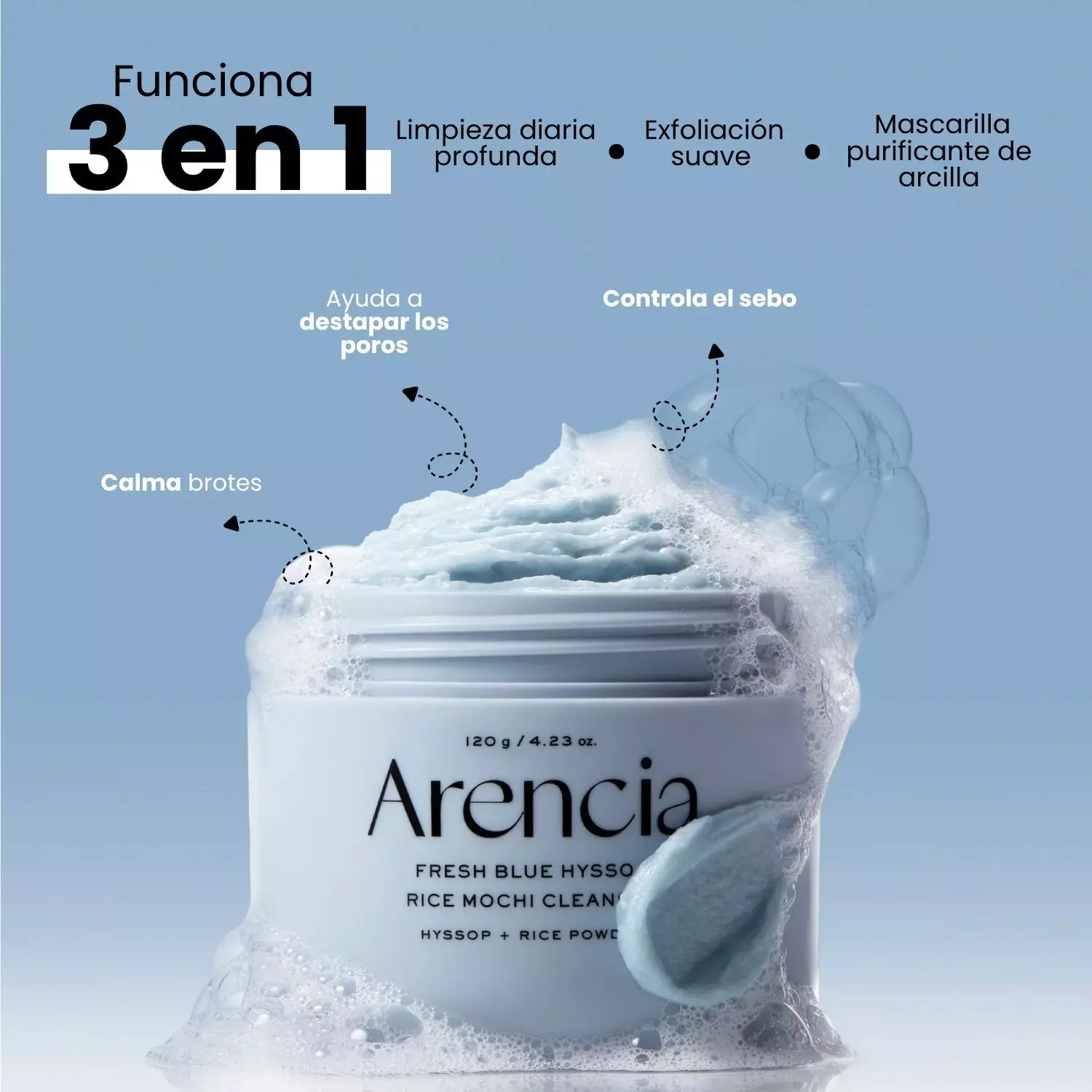 Limpiador textura Mochi de Arcilla Coreano marca ARENCIA 120g-3
