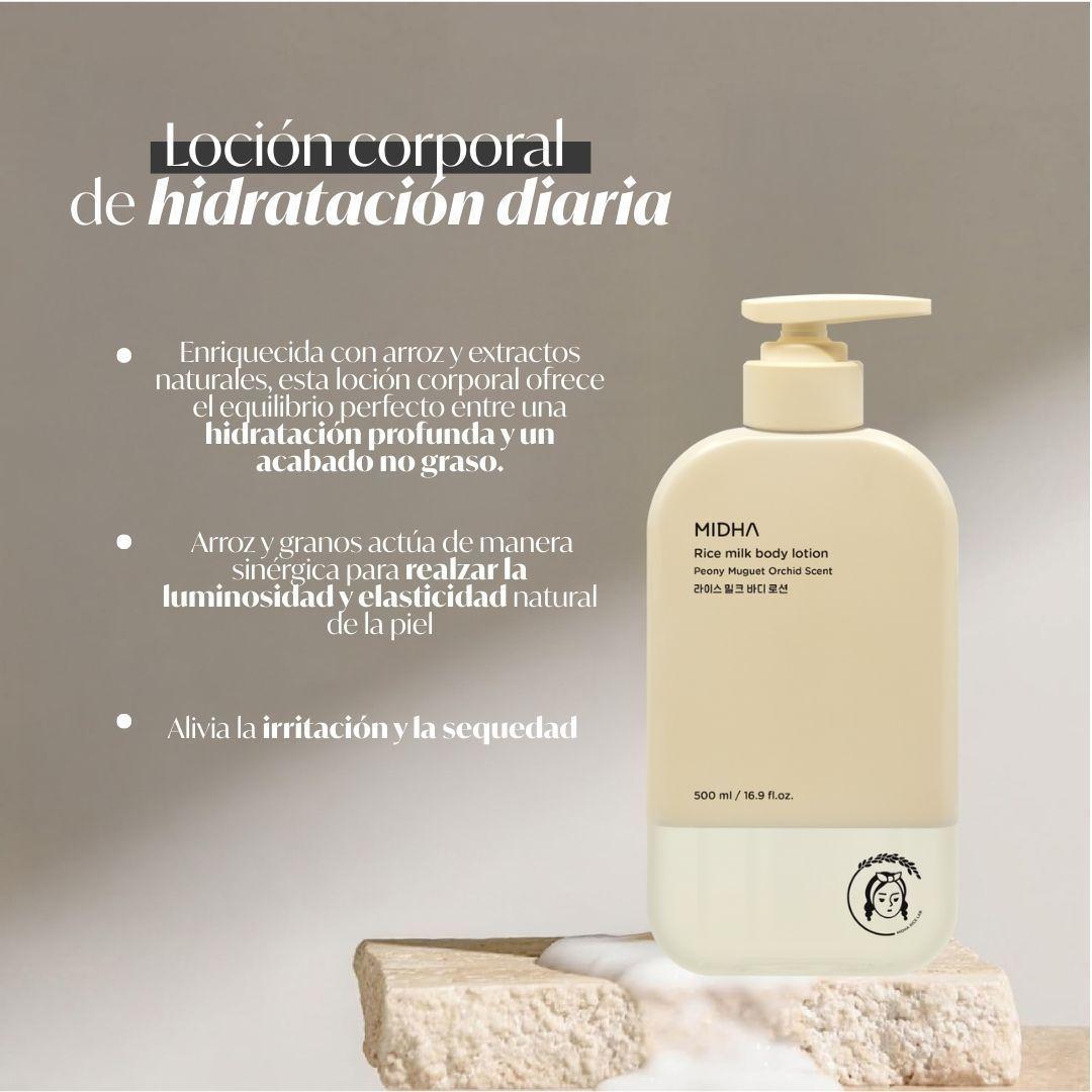 Locion corporal de leche de arroz hidratante calmante MIDHA-2