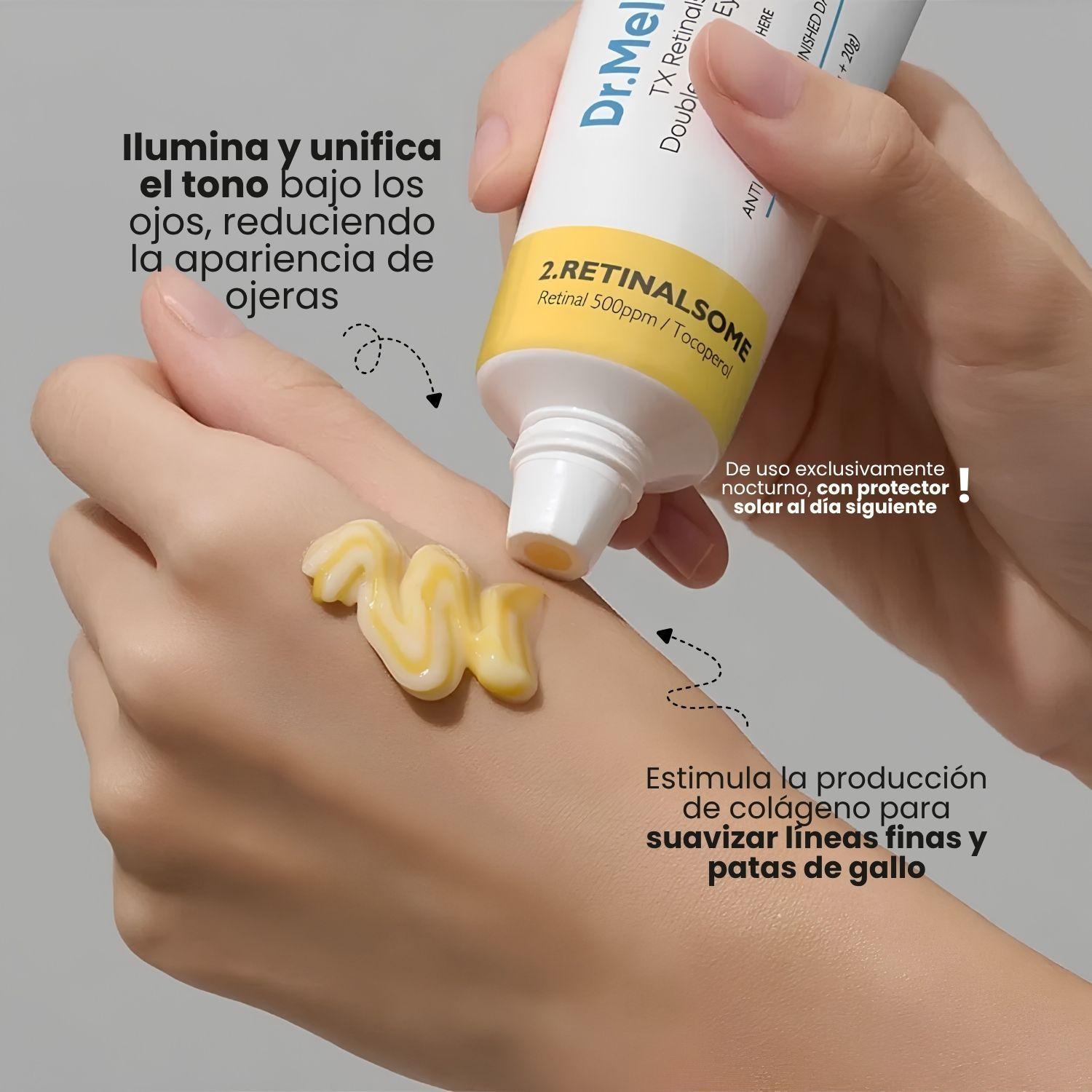 Doble contorno de ojos anti arrugas y ojeras con Retinalsome y TXA Dr Melaxin 40g-2