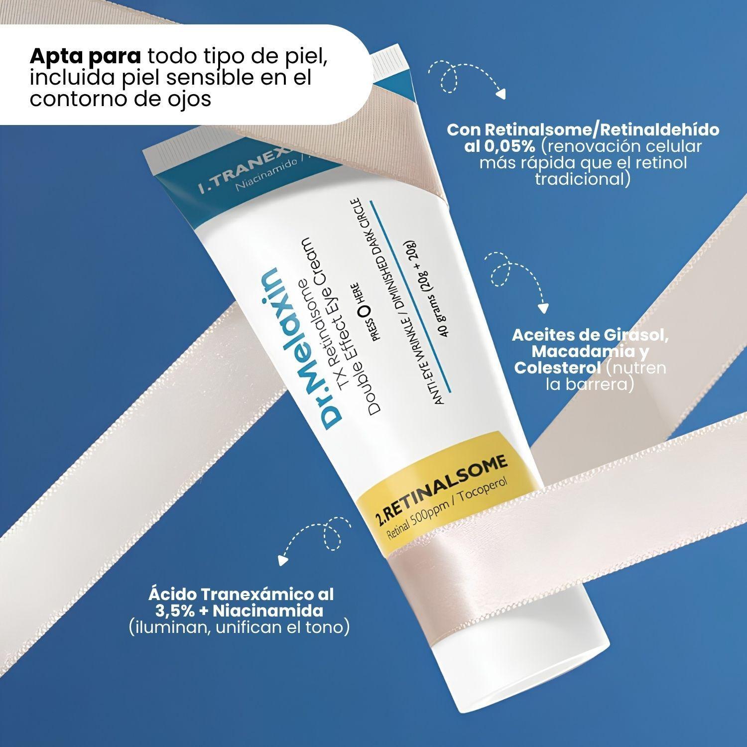 Doble contorno de ojos anti arrugas y ojeras con Retinalsome y TXA Dr Melaxin 40g-3