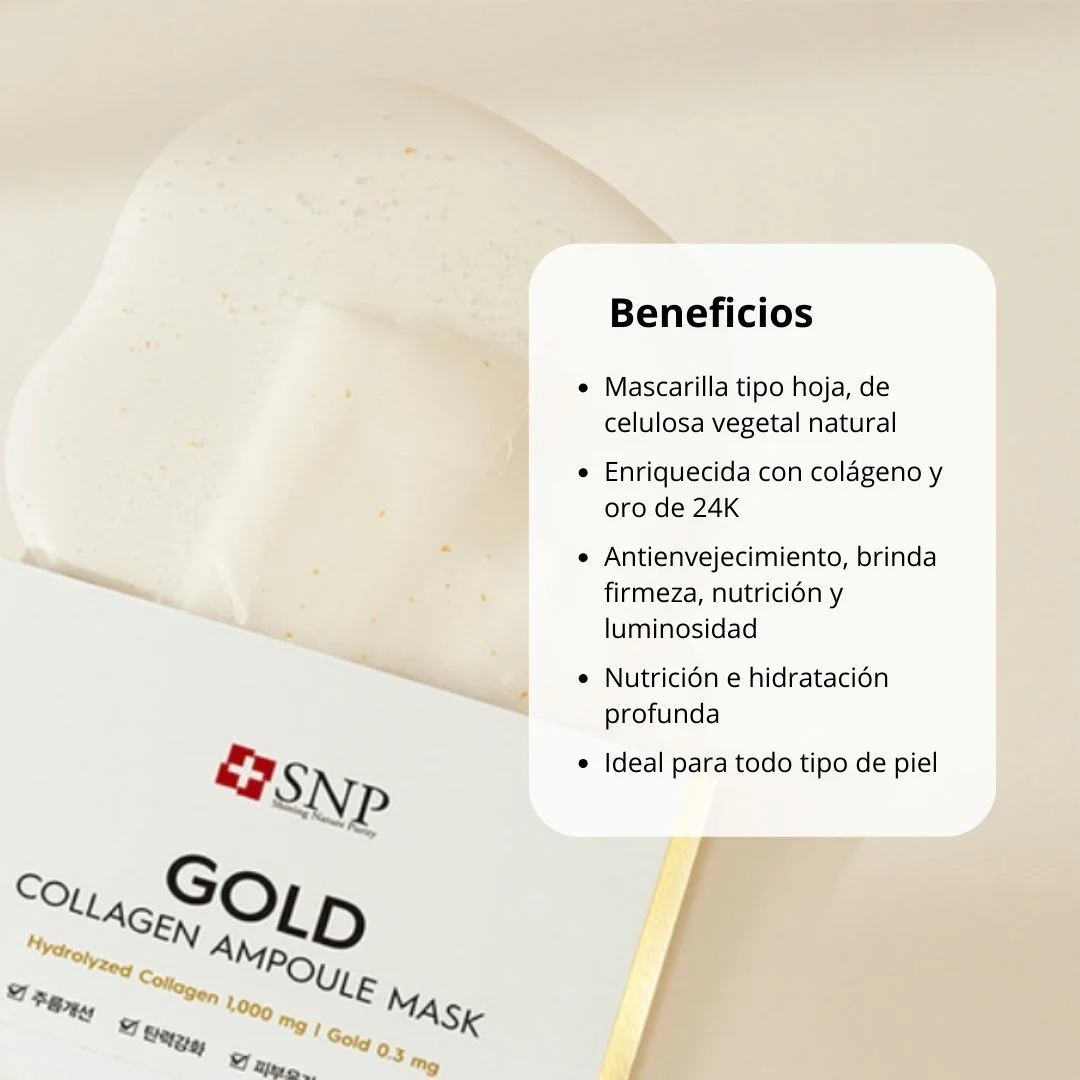 Mascarilla en l mina Ampolla de col geno dorado 10 unidades-2
