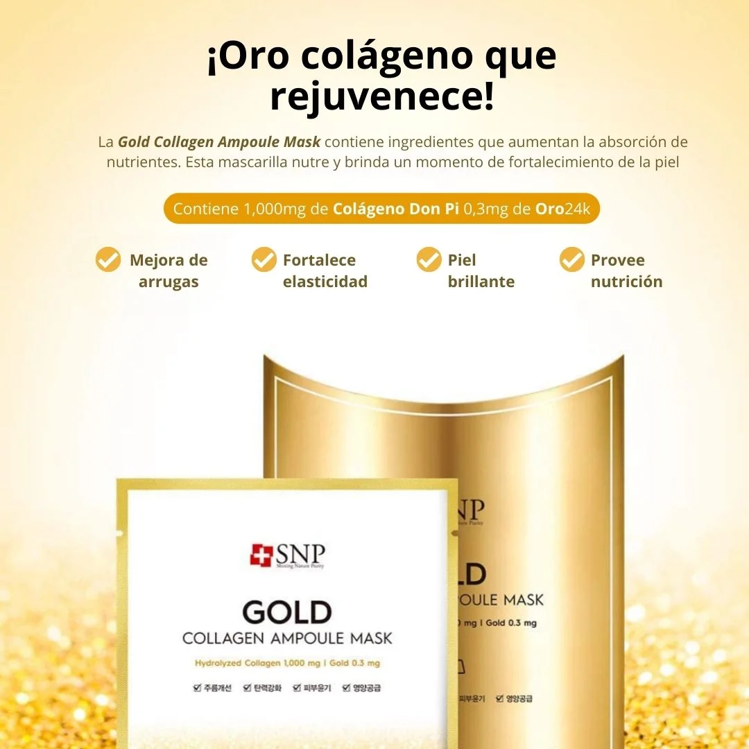 Mascarilla en l mina Ampolla de col geno dorado 10 unidades-5