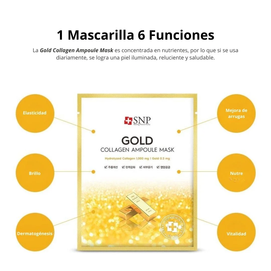 Mascarilla en l mina Ampolla de col geno dorado 10 unidades-7