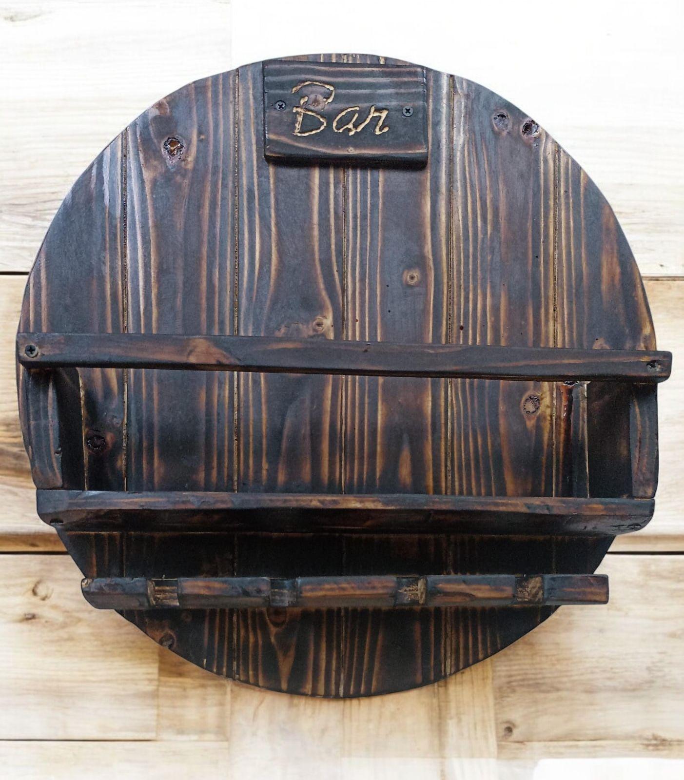 Bar de Madera de Pared Circular 49x49 cm-2