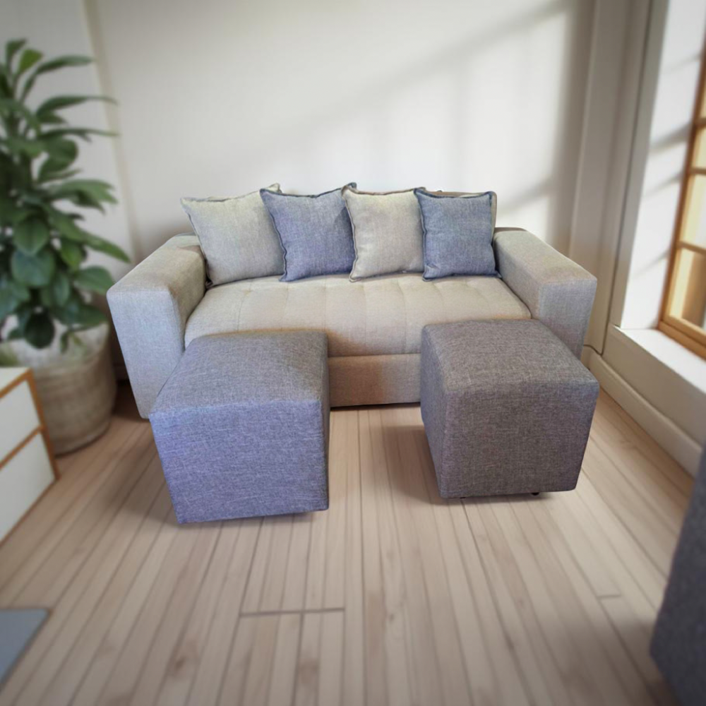 SOFA DOS CUERPOS MAS DOS PUFF BEIGE LINO-2