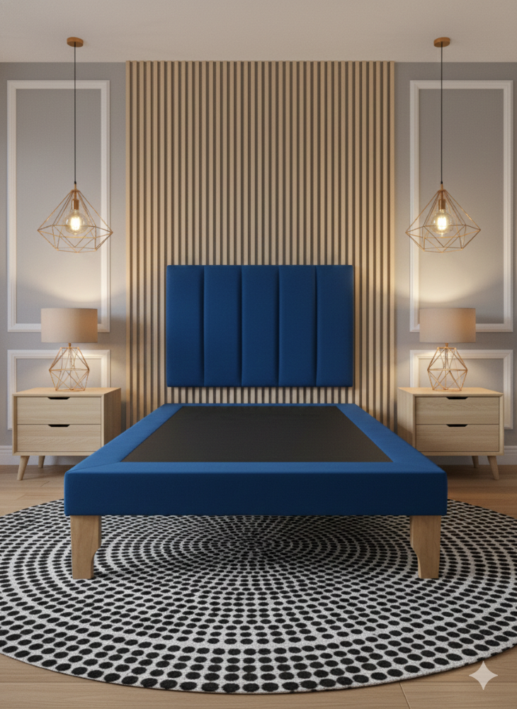 CAMA DE PLAZA LINEAL AZUL FELPA -3