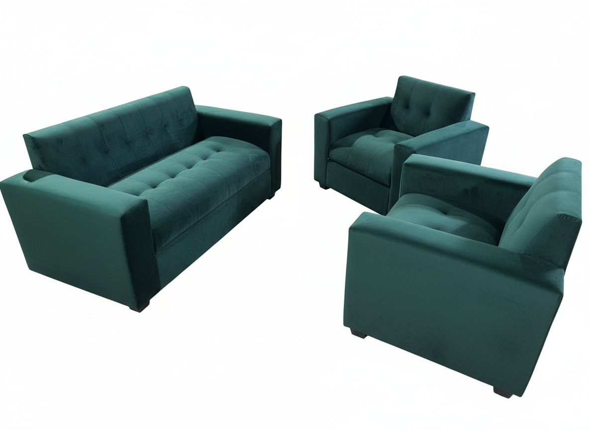 JUEGO DE LIVING 3 CUERPOS VERDE FELPA -3