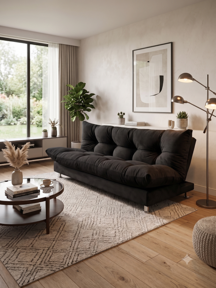 SOFA CAMA GLOBO NEGRO FELPA-4
