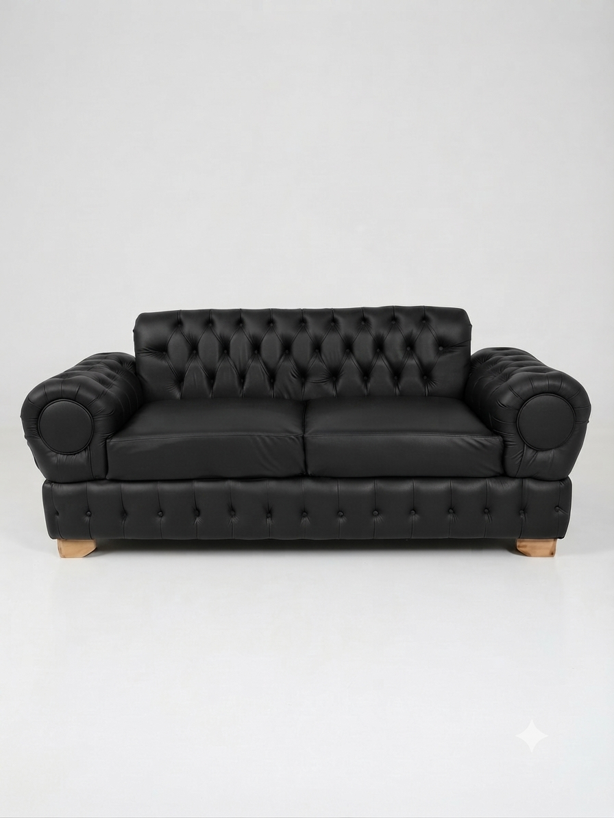 SOFA CHESTERFIELD NEGRO ECOCUERO-0