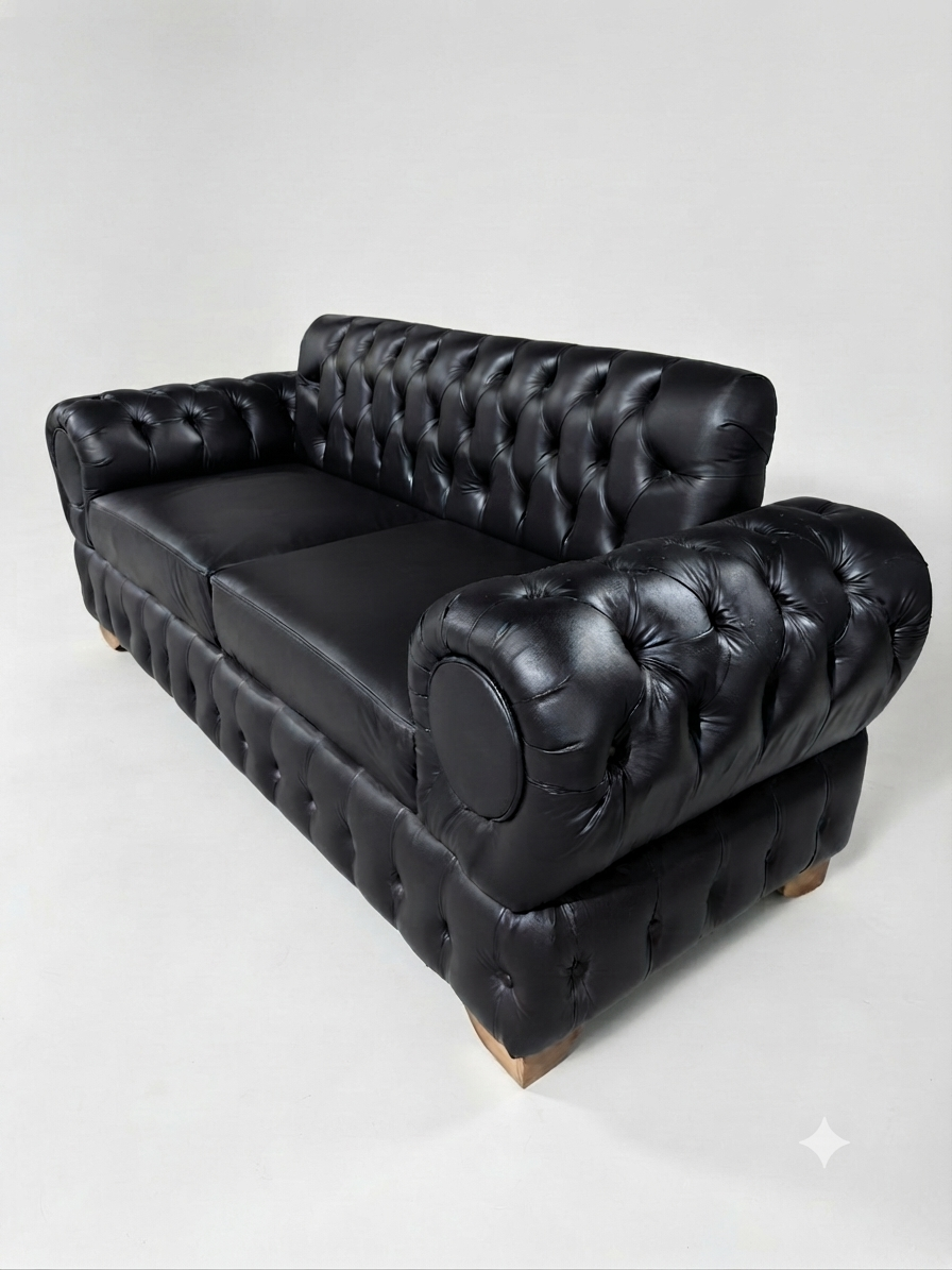 SOFA CHESTERFIELD NEGRO ECOCUERO-2