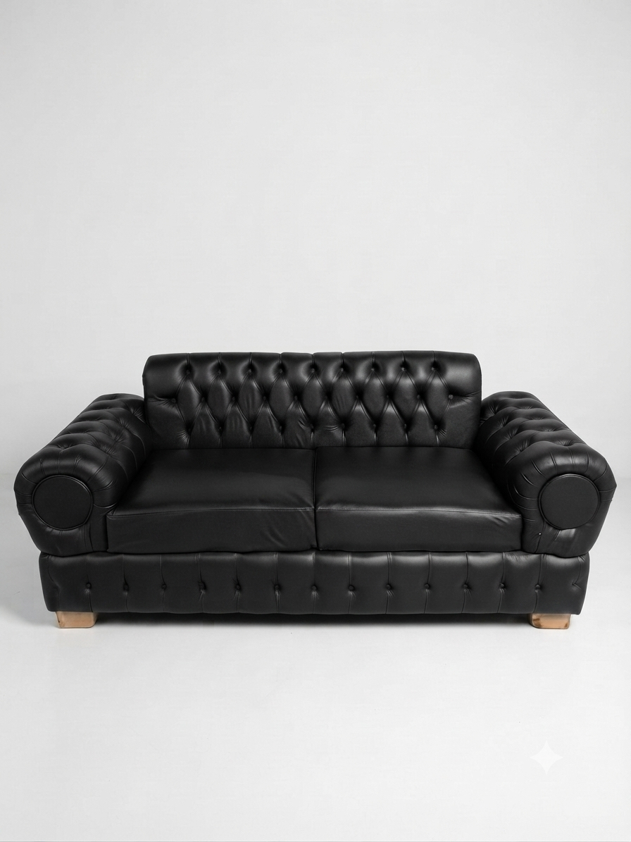 SOFA CHESTERFIELD NEGRO ECOCUERO-3