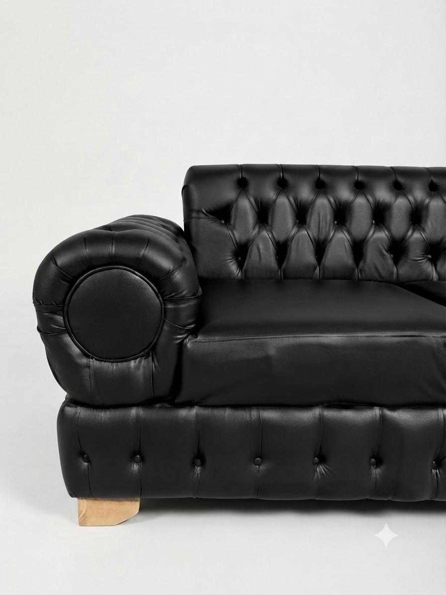 SOFA CHESTERFIELD NEGRO ECOCUERO-4