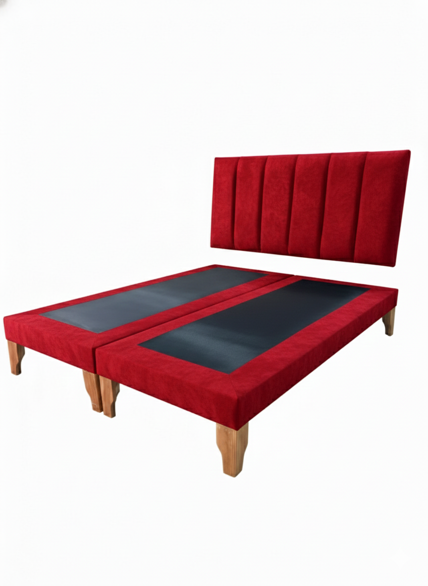 CAMA KING LINEAL ROJO FELPA -2