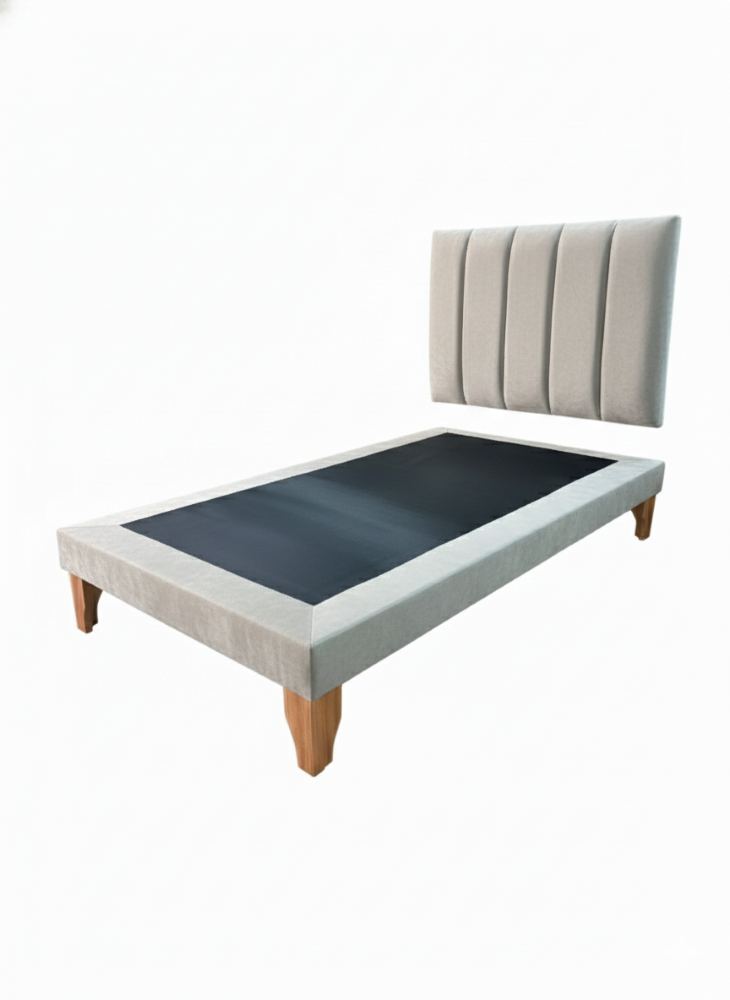 CAMA PLAZA Y MEDIA LINEAL GRIS FELPA -3
