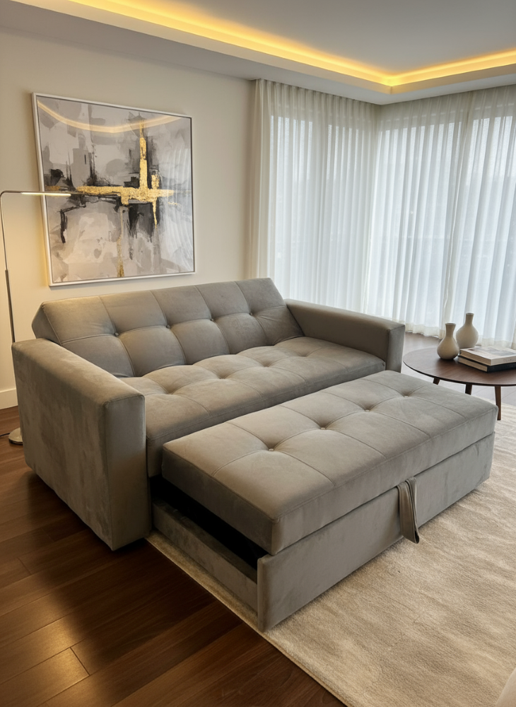 SOFA CAMA NOVUS TRES POSICIONES GRIS FELPA-7