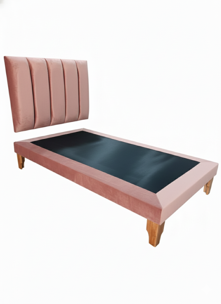 CAMA PLAZA Y MEDIA LINEAL PALO ROSA FELPA -2