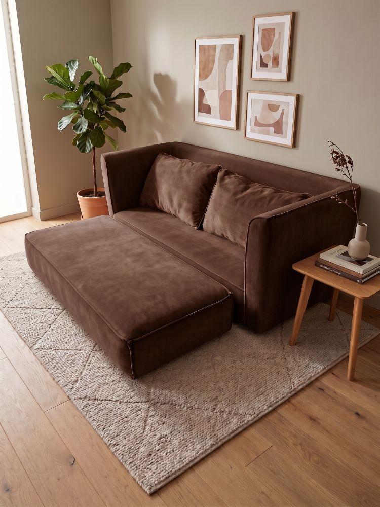 SOFA CAMA MULTIFUNCIONAL CHOCOLATE FELPA-3