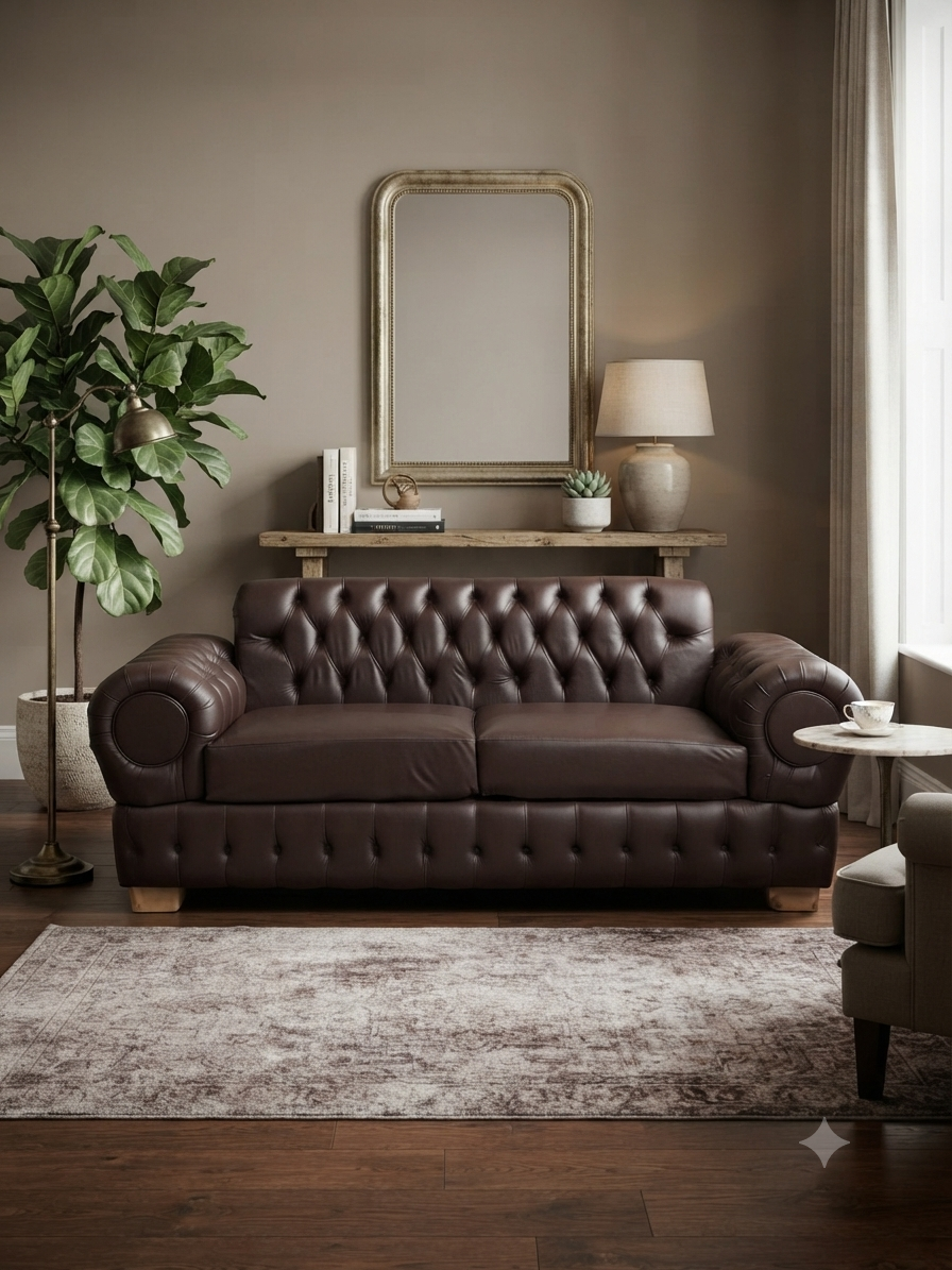 SOFA CHESTERFIELD CHOCOLATE ECOCUERO-5