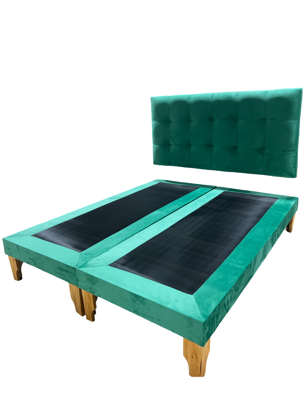 CAMA DOS PLAZA VERDE ESMERALDA FELPA-2