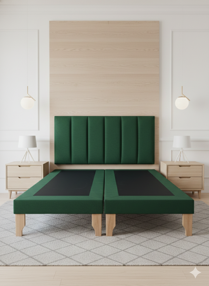 CAMA SUPER KING LINEAL VERDE FELPA -3