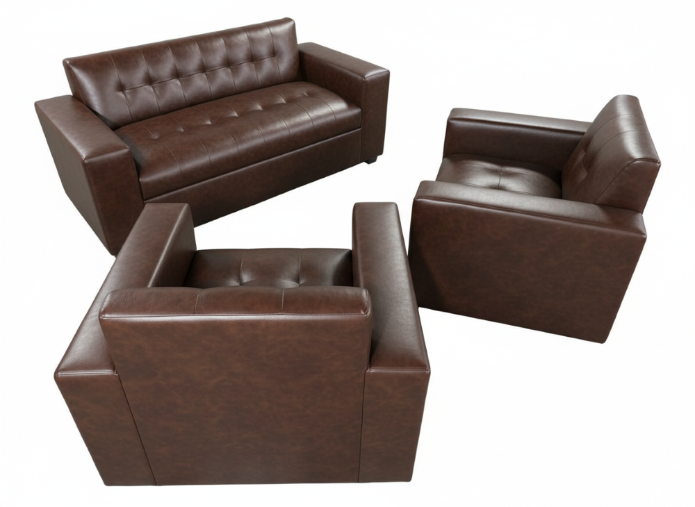 JUEGO DE LIVING 3 CUERPOS ECOCUERO CHOCOLATE-2