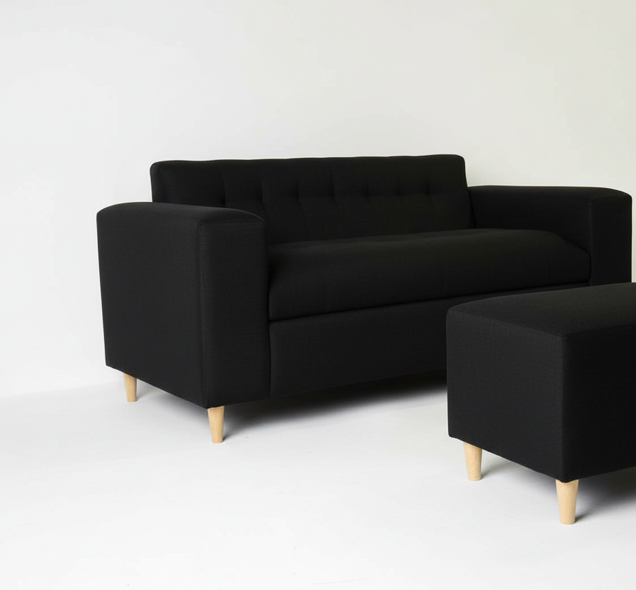 SOFA TRES CUERPOS MAS DOS PUFF NEGRO LINO-2