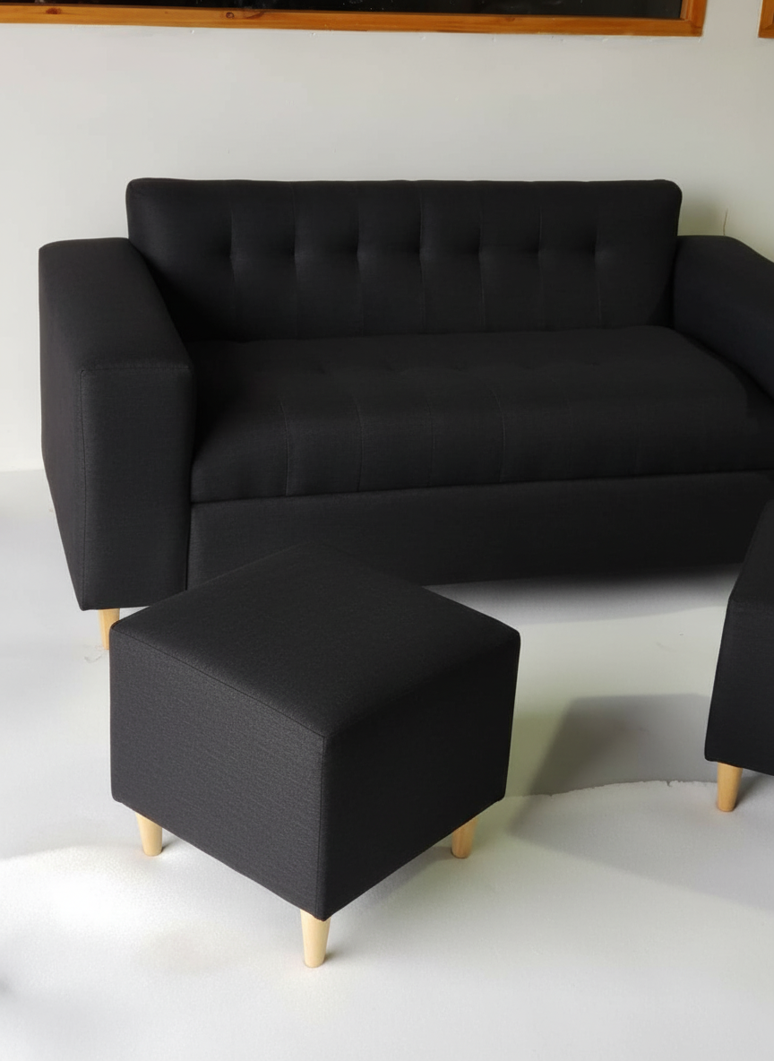 SOFA TRES CUERPOS MAS DOS PUFF NEGRO LINO-3