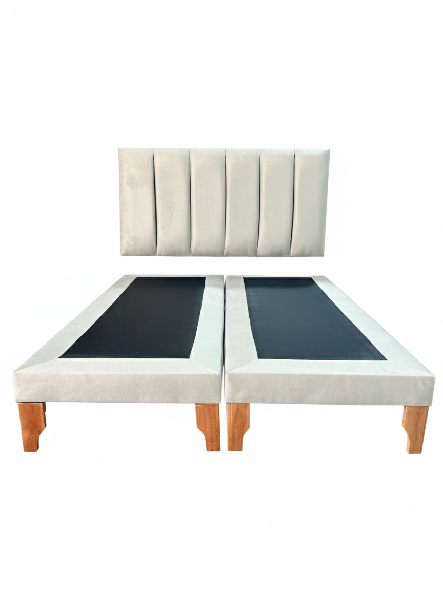 CAMA SUPER KING LINEAL BEIGE FELPA-2