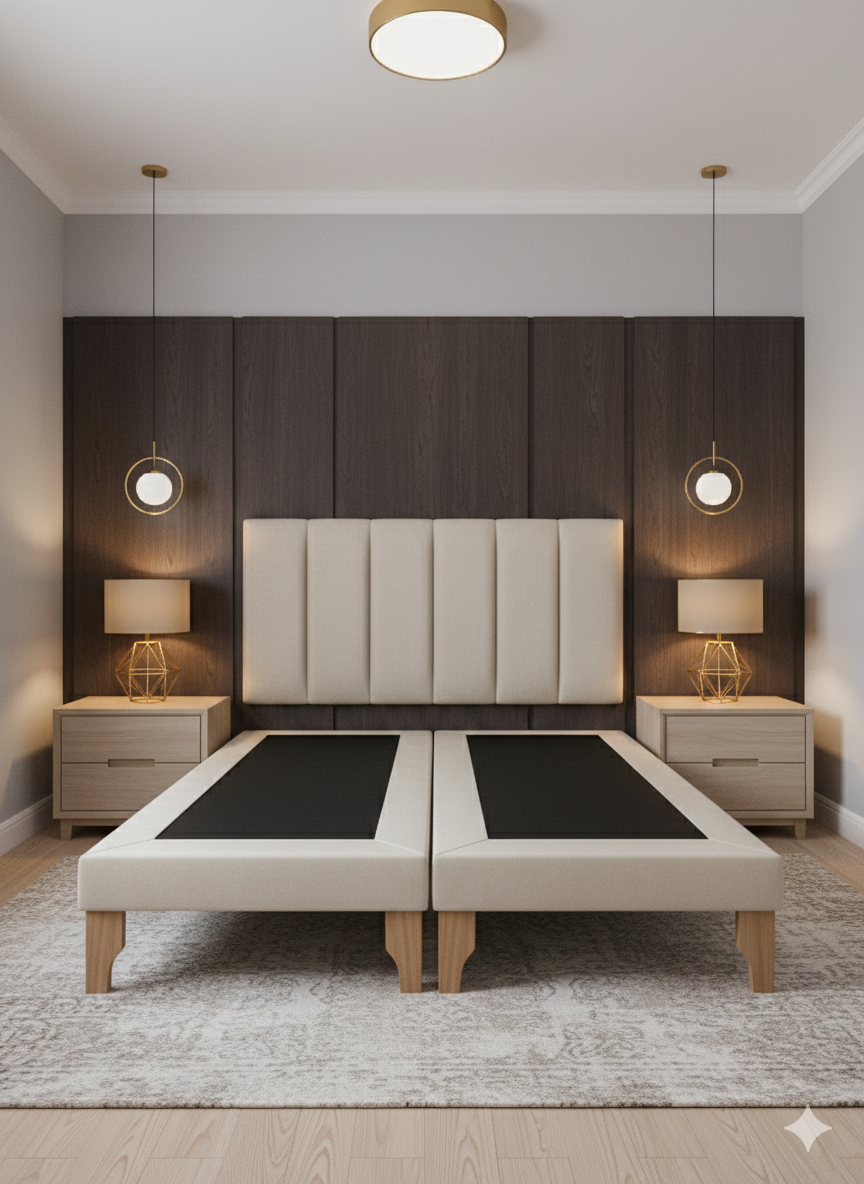 CAMA SUPER KING LINEAL BEIGE FELPA-3