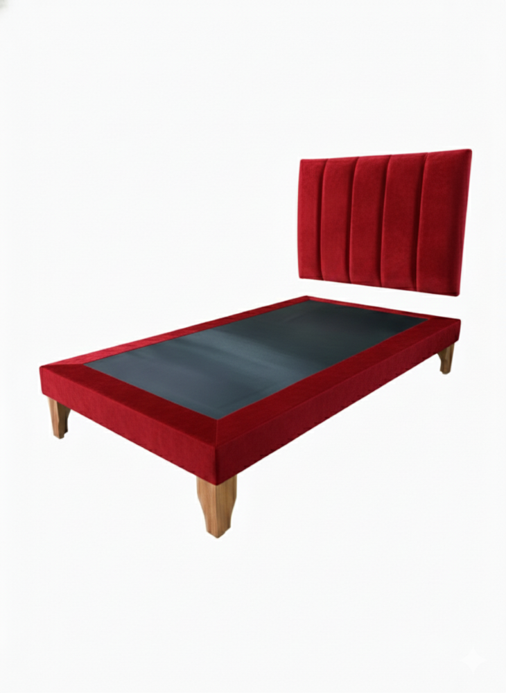 CAMA DE PLAZA LINEAL ROJO FELPA-2