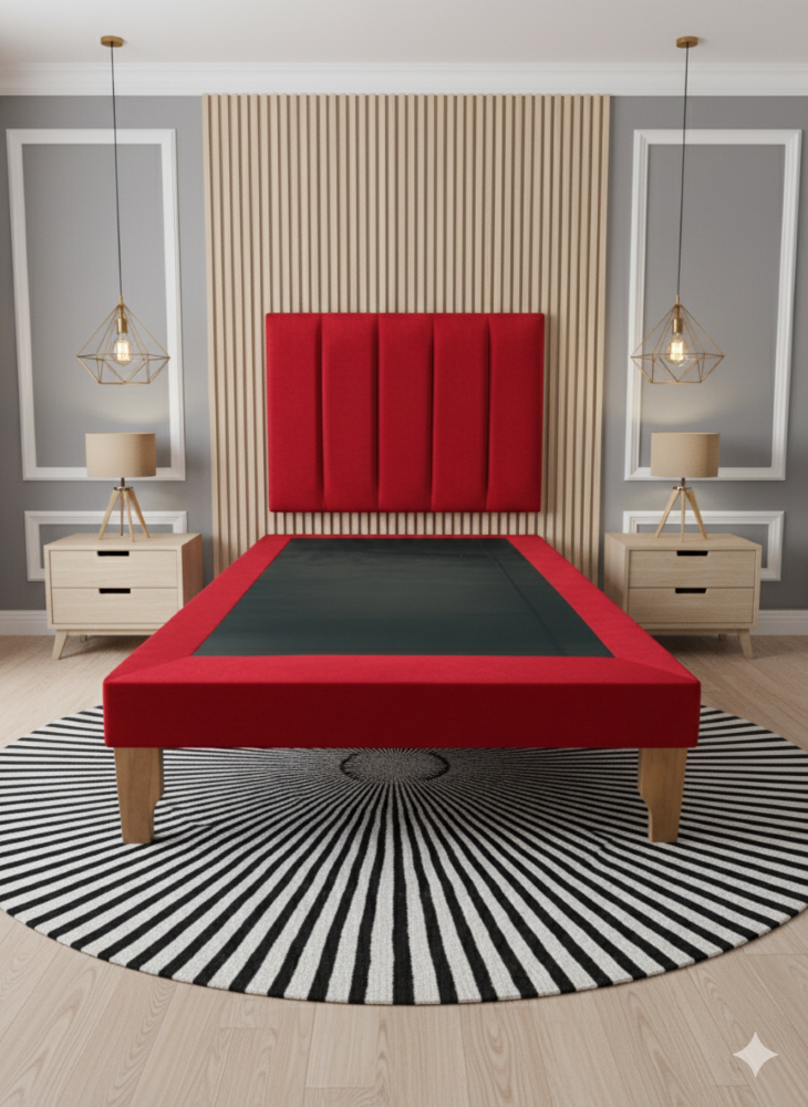 CAMA DE PLAZA LINEAL ROJO FELPA-3