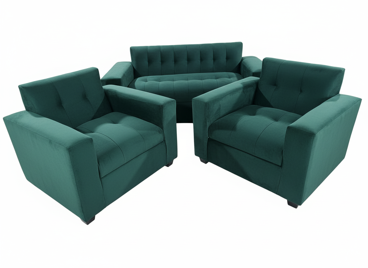 JUEGO DE LIVING VERDE FELPA -3