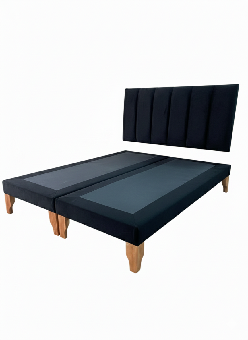 CAMA KING LINEAL NEGRO FELPA-2