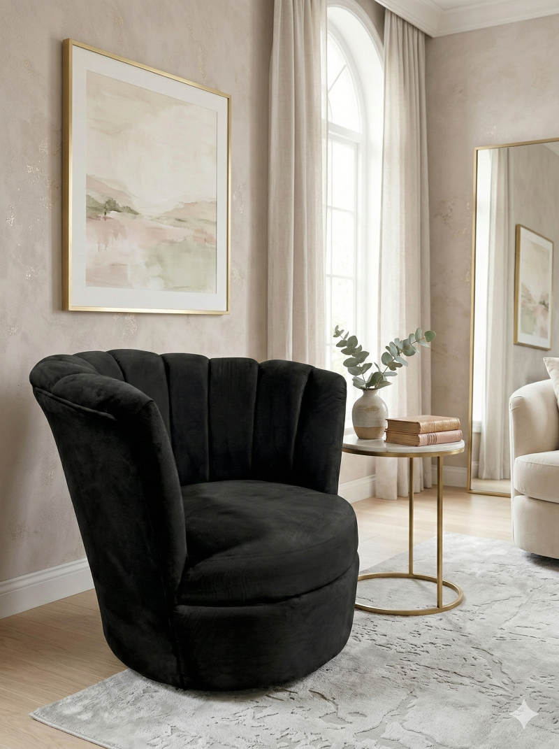 SITIAL FLOR GIRATORIO NEGRO FELPA.-3