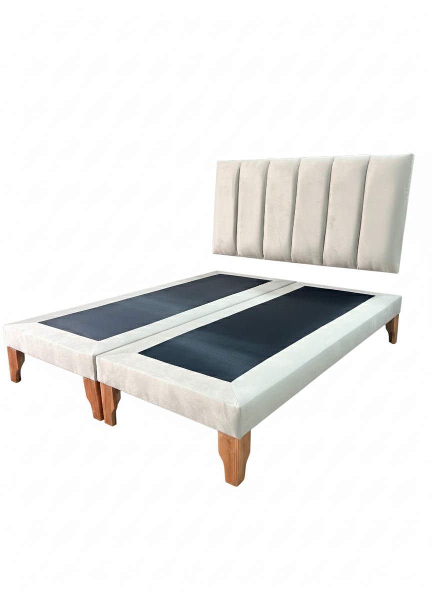 CAMA DOS PLAZA LINEAL BEIGE FELPA-3