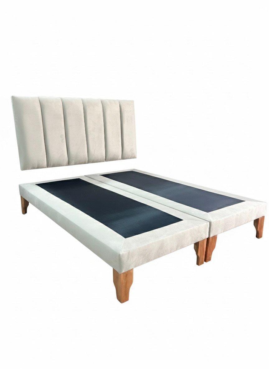 CAMA DOS PLAZA LINEAL BEIGE FELPA-2