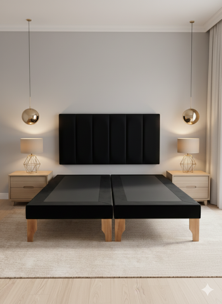 CAMA SUPER KING LINEAL NEGRO FELPA-3