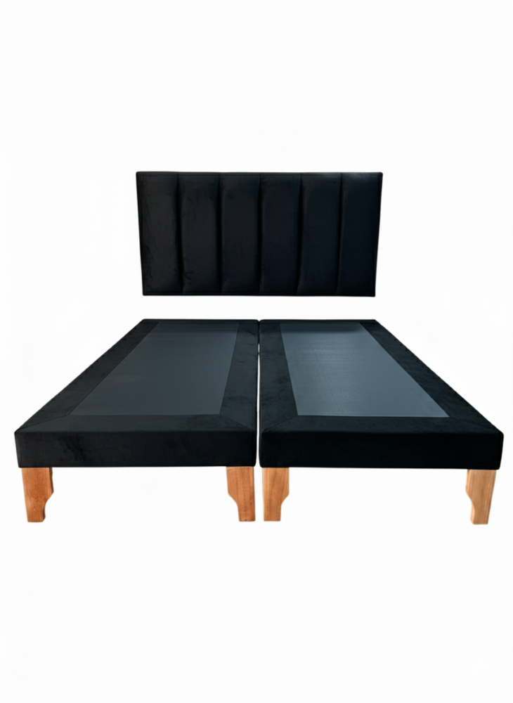 CAMA SUPER KING LINEAL NEGRO FELPA-2