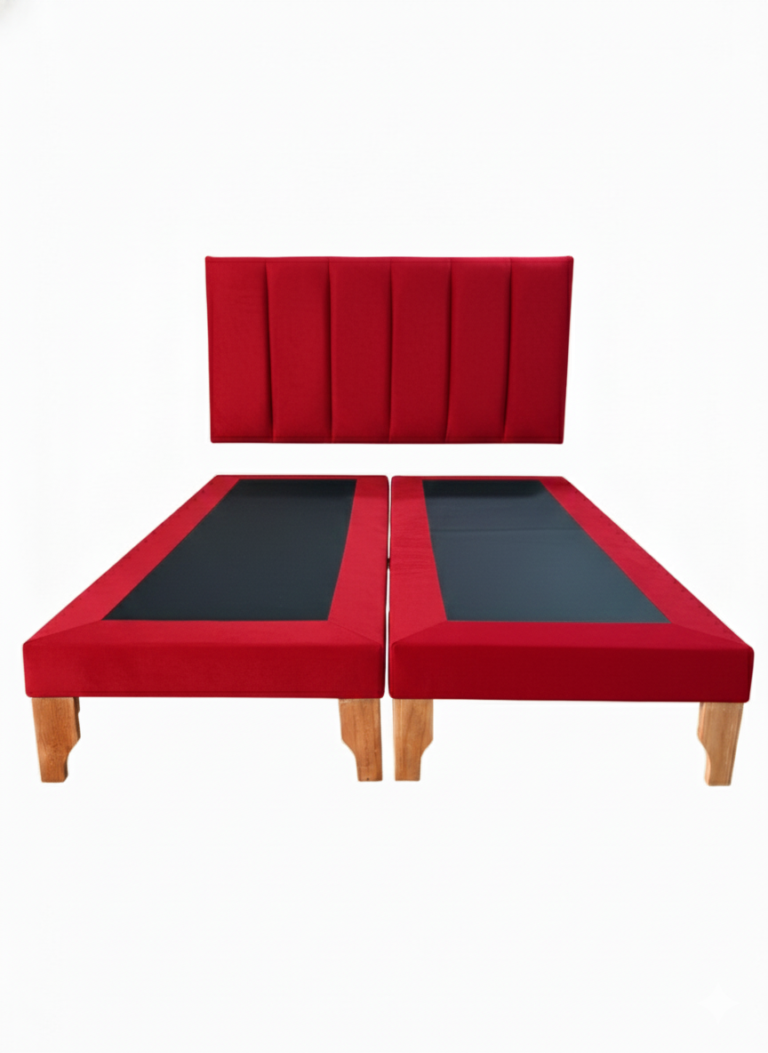 CAMA SUPER KING LINEAL ROJO FELPA-2