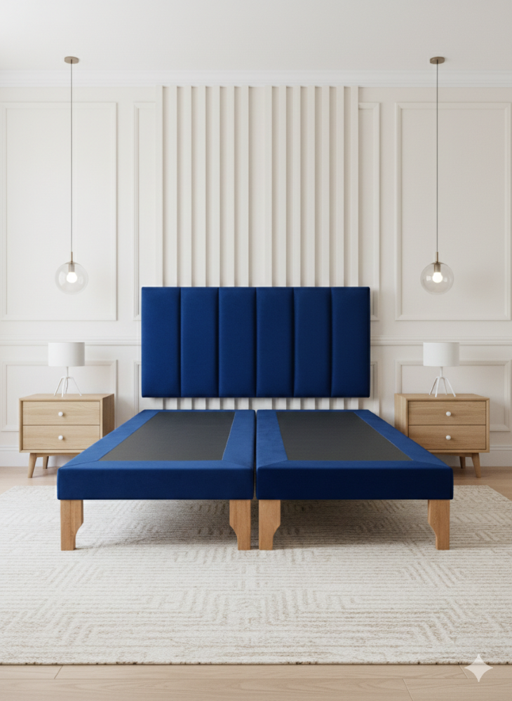 CAMA SUPER KING LINEAL AZUL FELPA-3