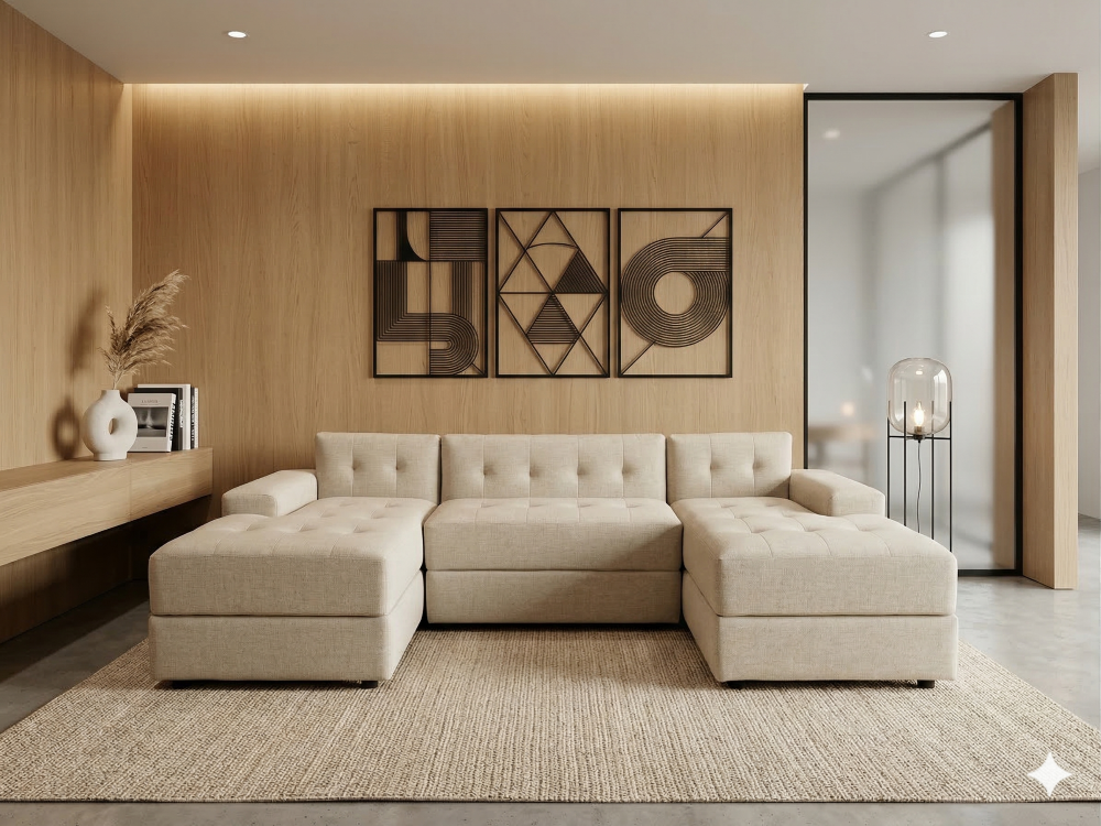 SOFA U SECCIONAL BEIGE LINO-4