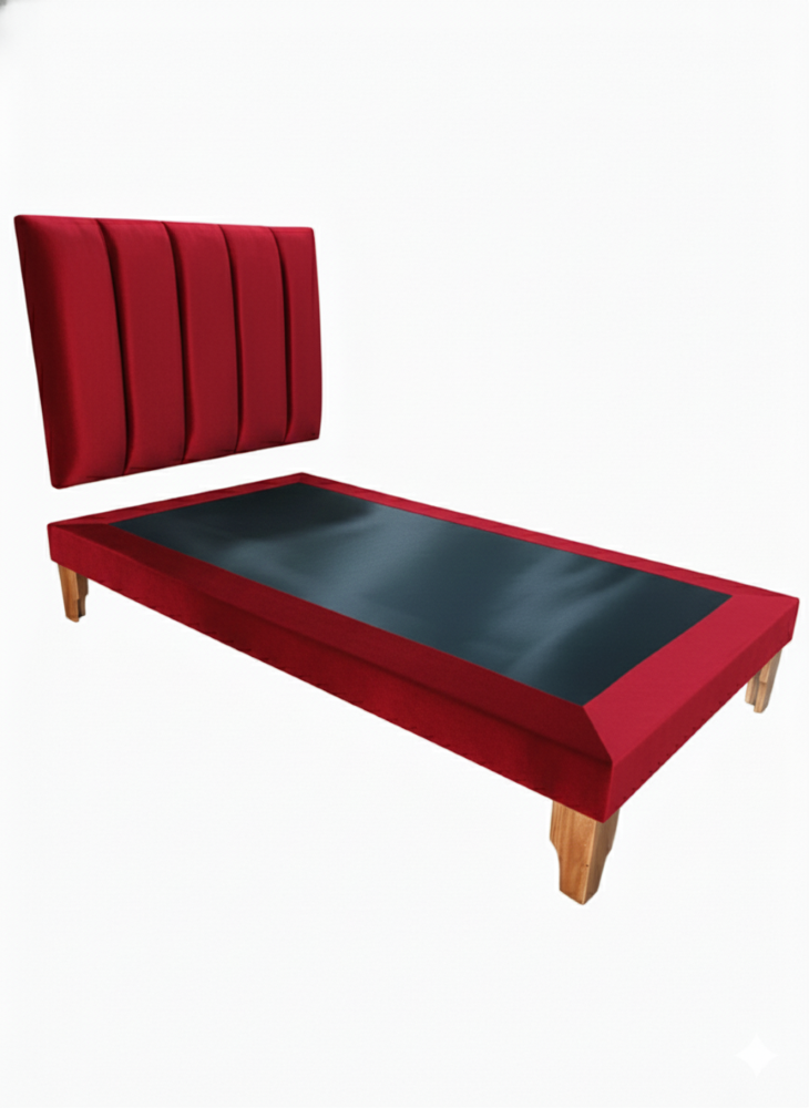 CAMA PLAZA Y MEDIA LINEAL ROJO FELPA -3