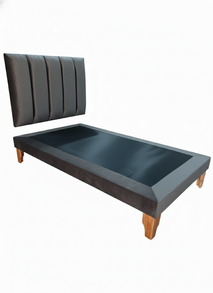 CAMA PLAZA Y MEDIA LINEAL GRIS OSCURO -2