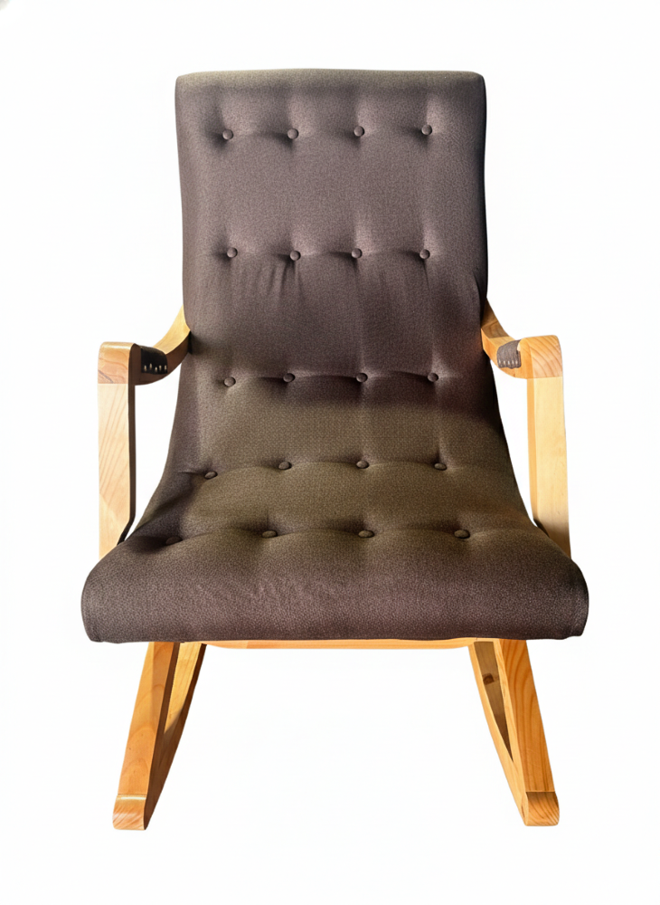Silla Mecedora con Apoya Brazo Chocolate Lino-2